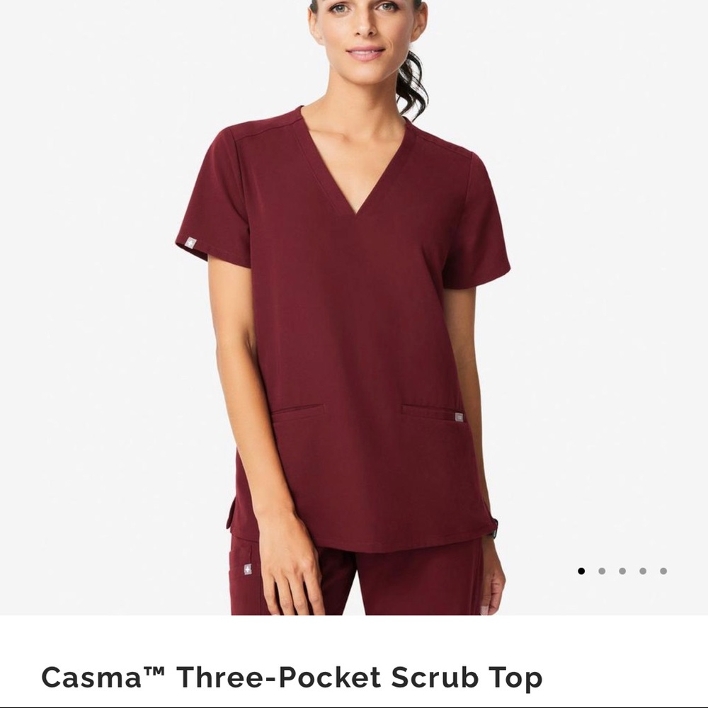 Figs Casma Three Pocket Scrub Top Heather Denim